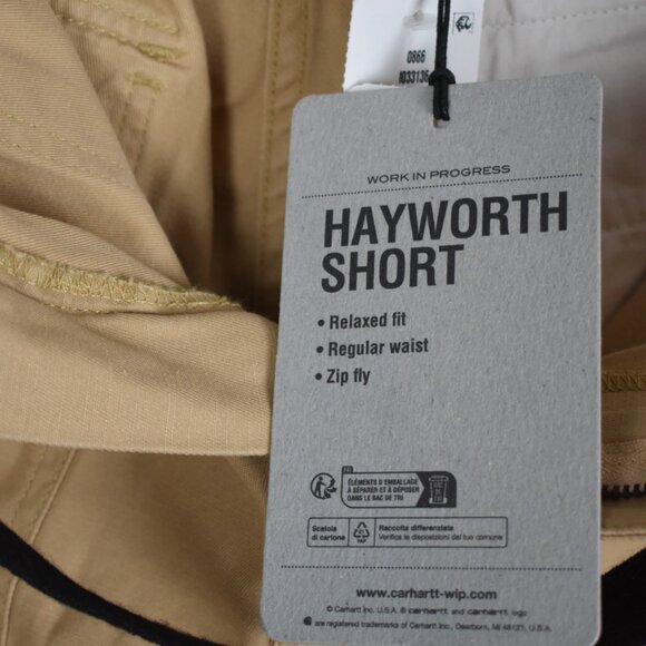 Carhartt WIP Shorts Men's Medium Hayworth Bourbon Rinsed Relaxed Fit Belt NWT - Picture 10 of 13